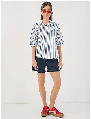 Camisa de popelina a rayas con mangas tres cuartos bdart