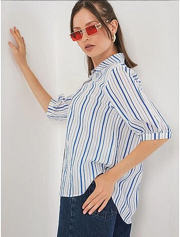 Camisa de popelina a rayas con mangas tres cuartos bdart