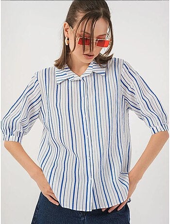 Camisa de popelina a rayas con mangas tres cuartos bdart