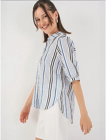 Camisa de popelina a rayas con mangas tres cuartos bdart