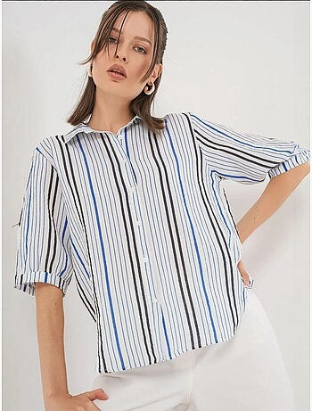 Camisa de popelina a rayas con mangas tres cuartos bdart
