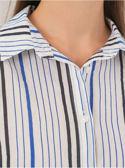 Camisa de popelina a rayas con mangas tres cuartos bdart - Kiabi Camisa de popelina a rayas con mangas tres cuartos bdart - Kiabi