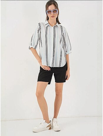 Camisa de popelina a rayas con mangas tres cuartos bdart