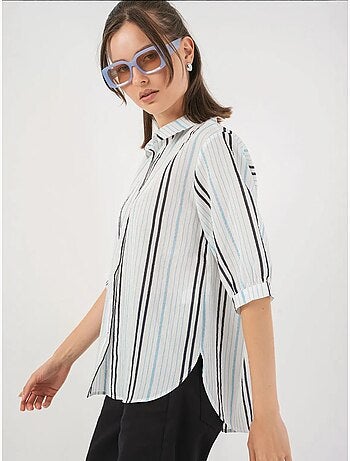 Camisa de popelina a rayas con mangas tres cuartos bdart