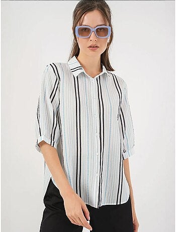 Camisa de popelina a rayas con mangas tres cuartos bdart