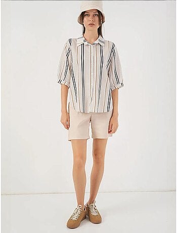 Camisa de popelina a rayas con mangas tres cuartos bdart