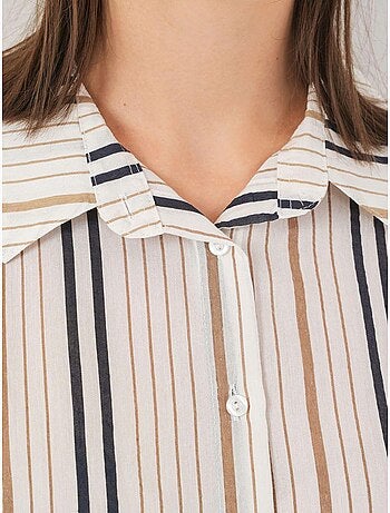 Camisa de popelina a rayas con mangas tres cuartos bdart