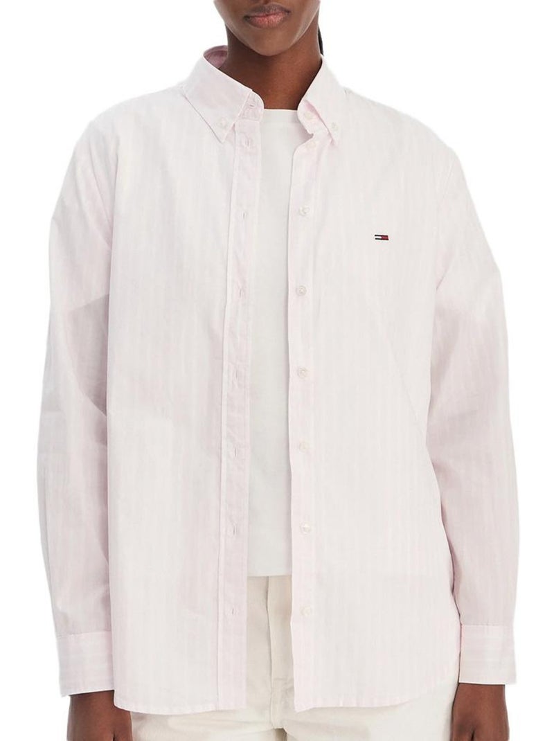 Camisa de popelina a rayas para mujer tommy hilfiger Rosa - Kiabi