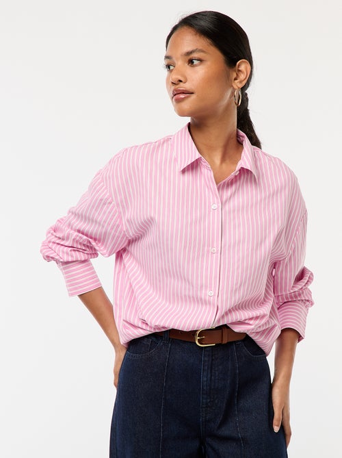 Camisa de popelina a rayas - Kiabi