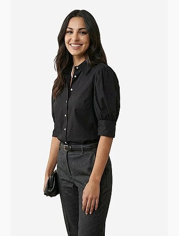 Camisa de popelina abotonada con cuello camisero my fashion