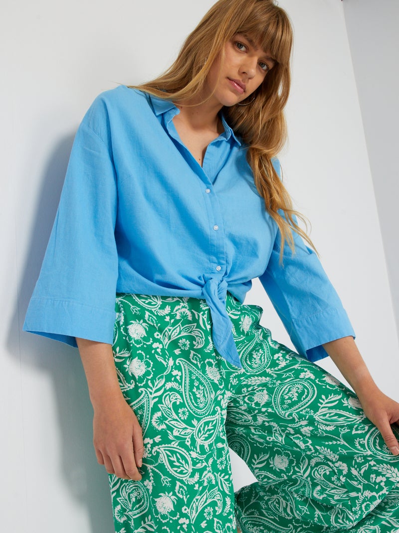 Camisa de popelina azul - Kiabi