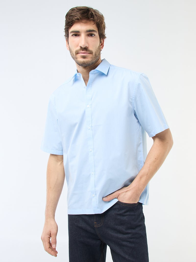 Camisa de popelina Azul - Kiabi
