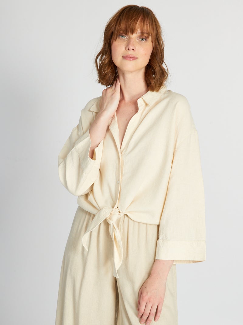 Camisa de popelina BEIGE - Kiabi