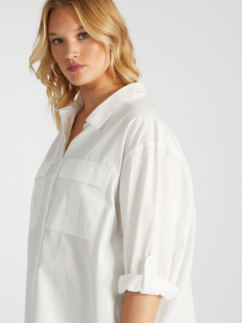 Camisa de popelina Blanco - Kiabi