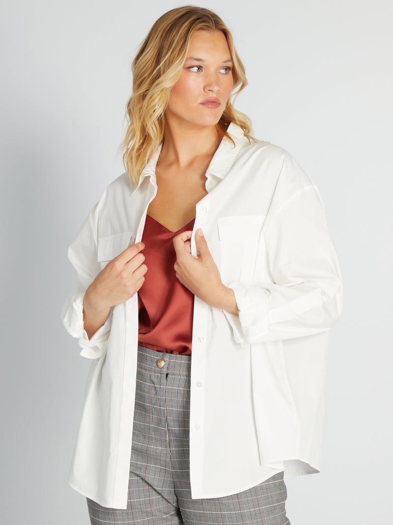 Camisa de popelina Blanco - Kiabi