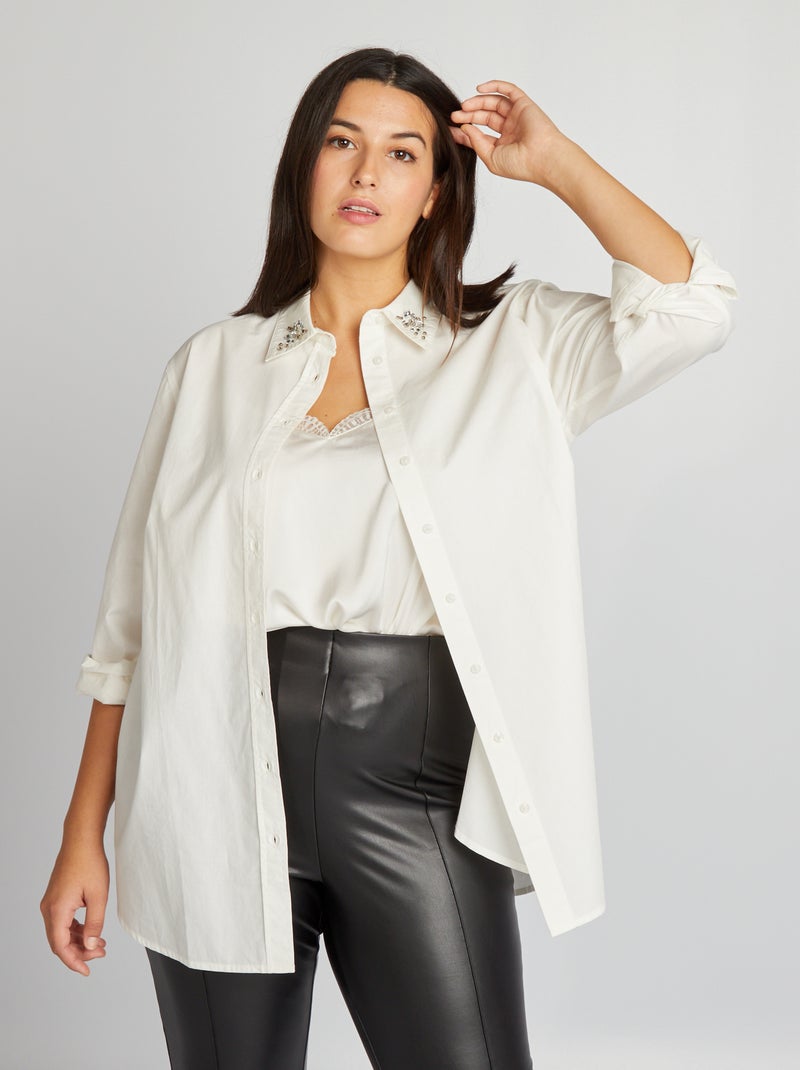 Camisa de popelina Blanco - Kiabi