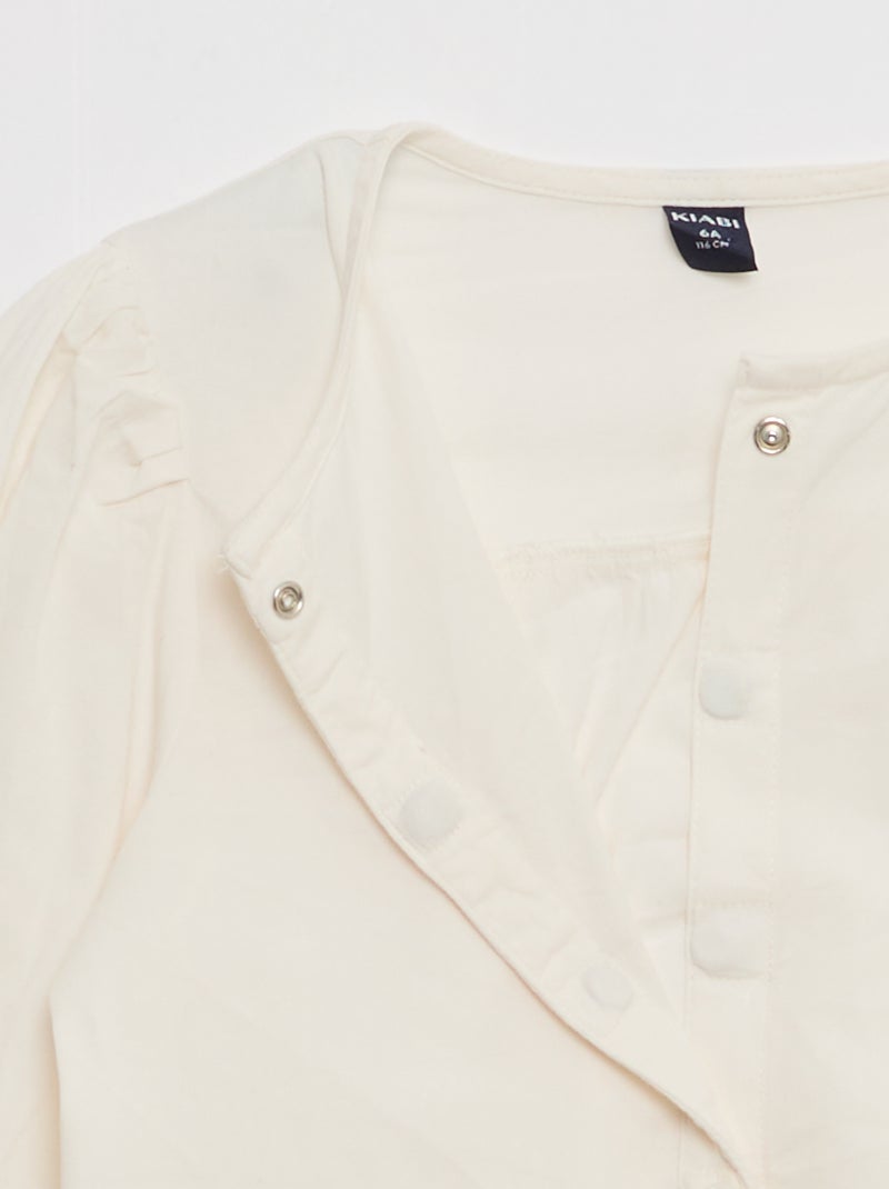 Camisa de popelina con abertura imantada - colección fácil de poner BLANCO - Kiabi