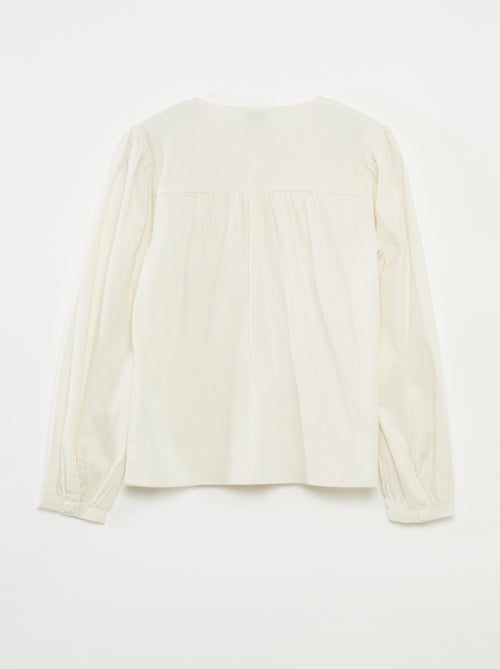 Camisa de popelina con abertura imantada - colección fácil de poner - Kiabi