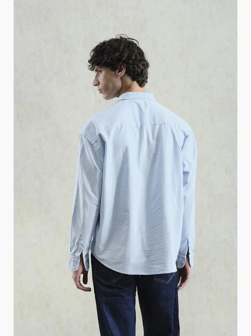Camisa de popelina con botones bordados giesto Azul claro - Kiabi