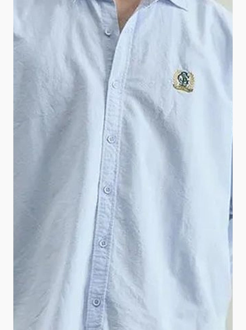 Camisa de popelina con botones bordados giesto Azul claro - Kiabi