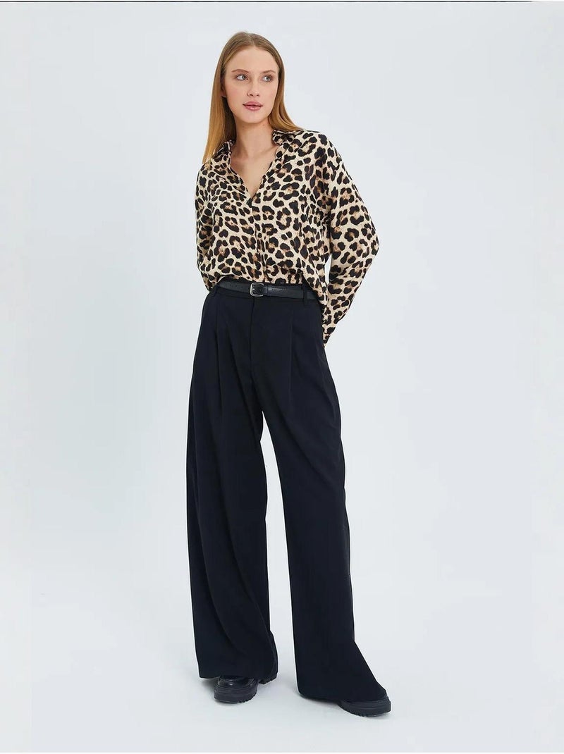Camisa de popelina con botones y estampado de leopardo de mixray Beige arcilla - Kiabi