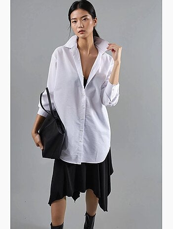 Camisa de popelina con botones y mangas largas busem