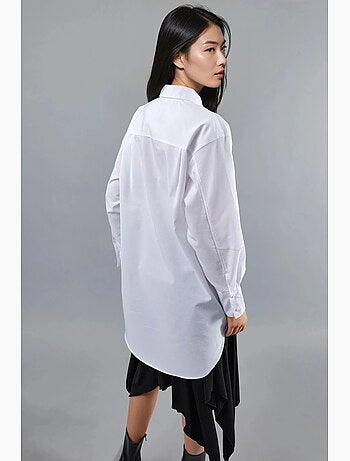 Camisa de popelina con botones y mangas largas busem