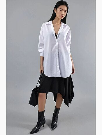 Camisa de popelina con botones y mangas largas busem