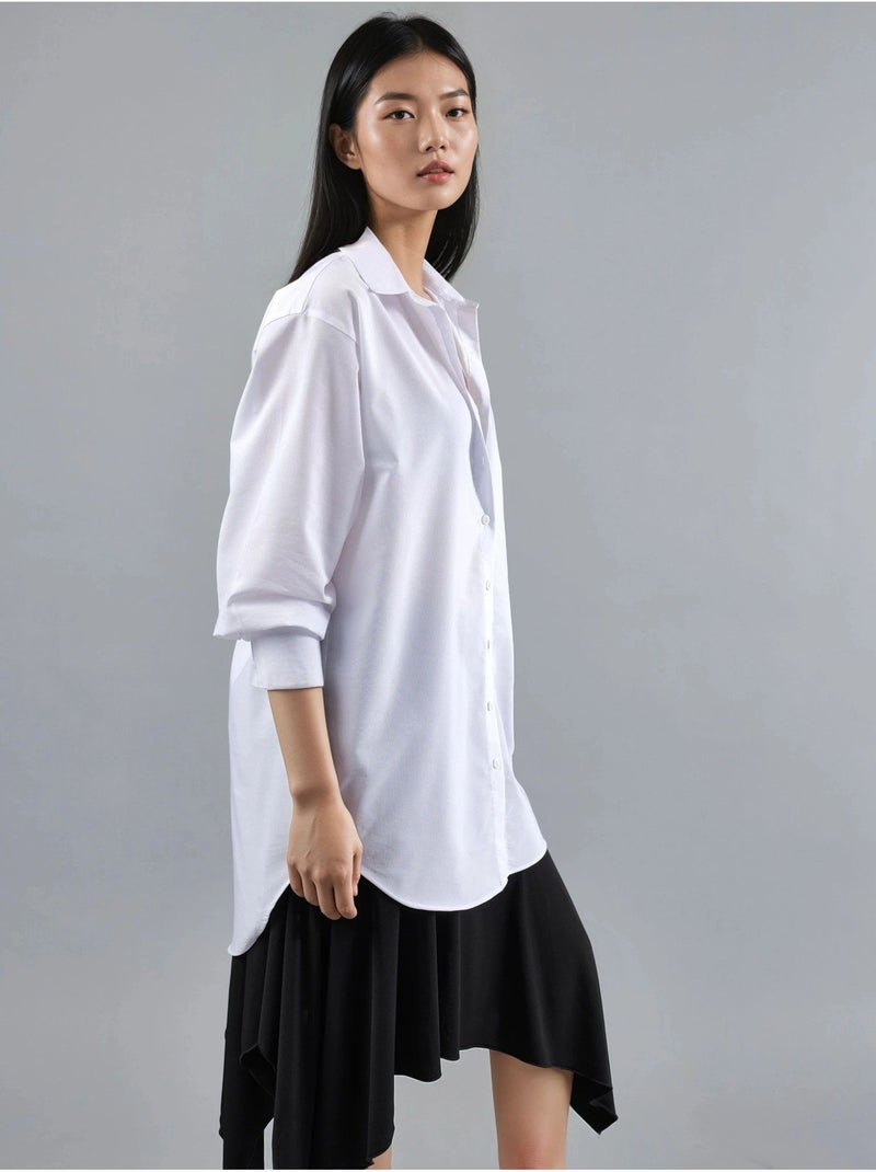 Camisa de popelina con botones y mangas largas busem Blanco - Kiabi