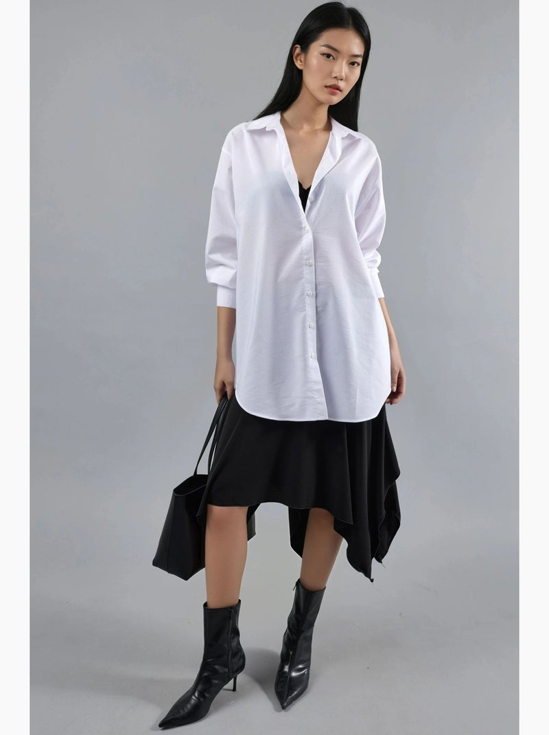 Camisa de popelina con botones y mangas largas busem Blanco - Kiabi