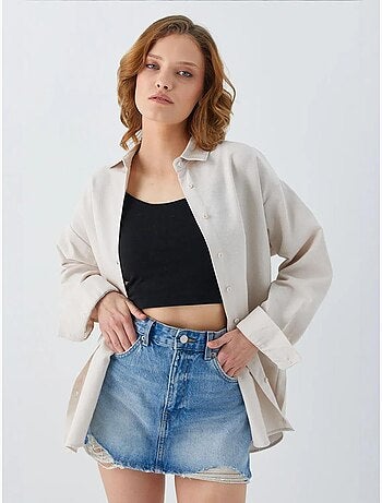 Camisa de popelina con cuello abotonado extragrande mixray