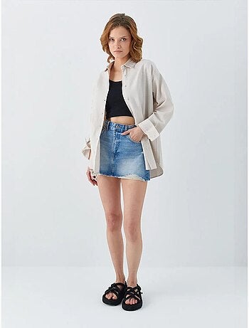 Camisa de popelina con cuello abotonado extragrande mixray