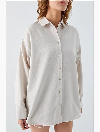 Camisa de popelina con cuello abotonado extragrande mixray