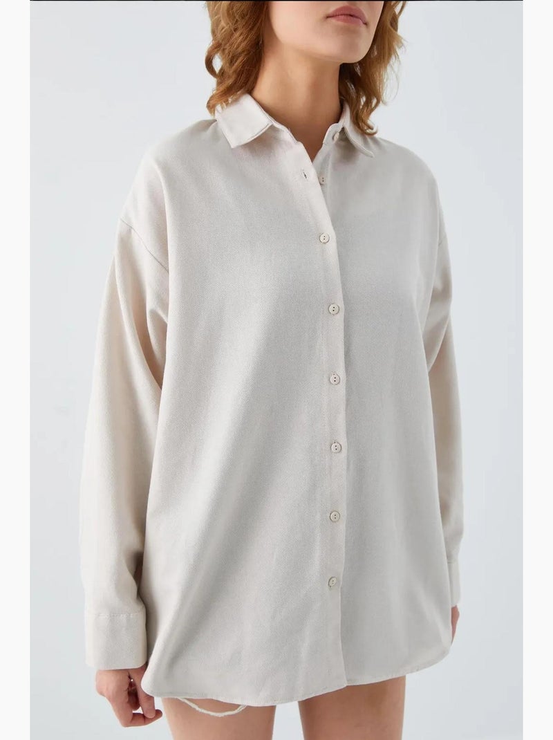 Camisa de popelina con cuello abotonado extragrande mixray Arena - Kiabi