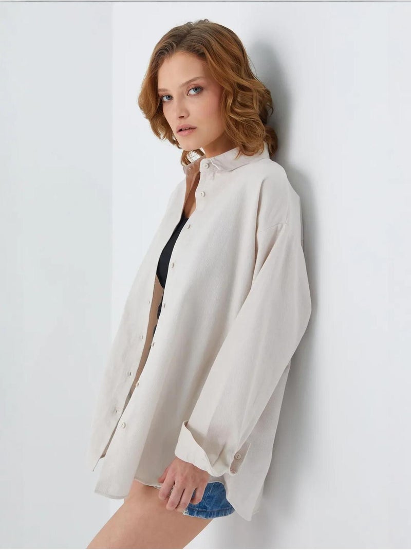 Camisa de popelina con cuello abotonado extragrande mixray Arena - Kiabi