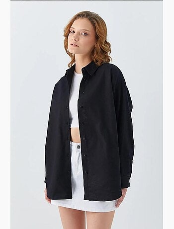 Camisa de popelina con cuello abotonado extragrande mixray