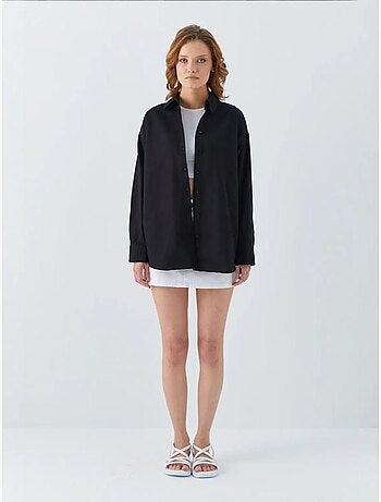 Camisa de popelina con cuello abotonado extragrande mixray