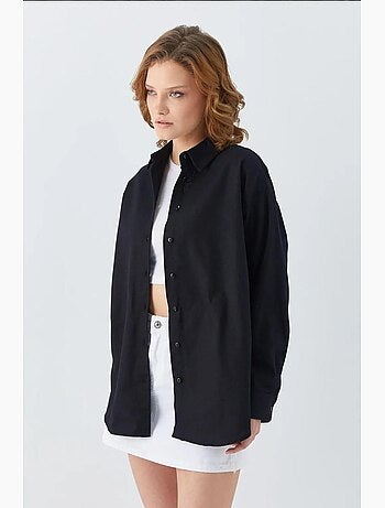 Camisa de popelina con cuello abotonado extragrande mixray