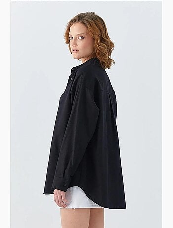 Camisa de popelina con cuello abotonado extragrande mixray