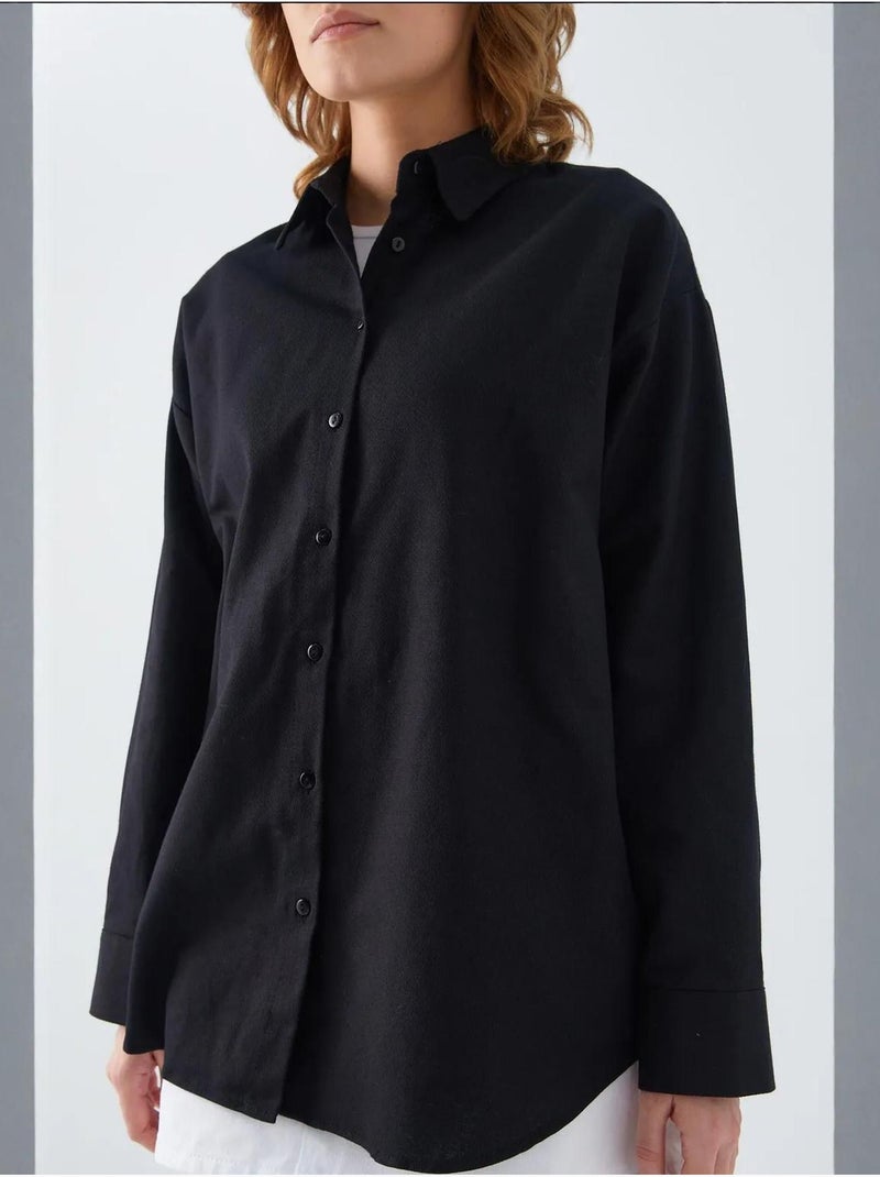 Camisa de popelina con cuello abotonado extragrande mixray Negro - Kiabi