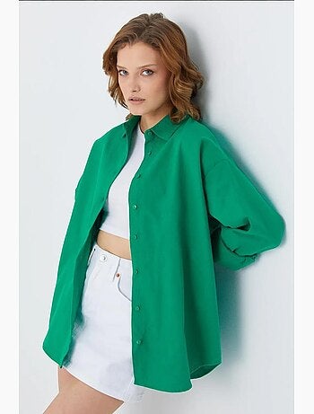 Camisa de popelina con cuello abotonado extragrande mixray