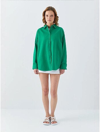 Camisa de popelina con cuello abotonado extragrande mixray