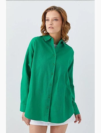 Camisa de popelina con cuello abotonado extragrande mixray