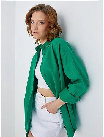 Camisa de popelina con cuello abotonado extragrande mixray