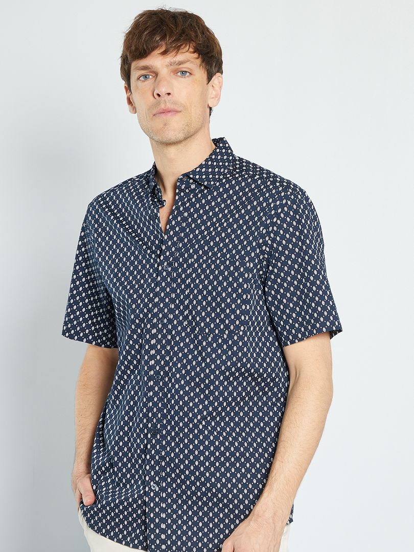 Camisa de popelina con estampado AZUL - Kiabi