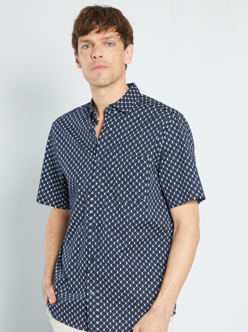 Camisa de popelina con estampado AZUL - Kiabi