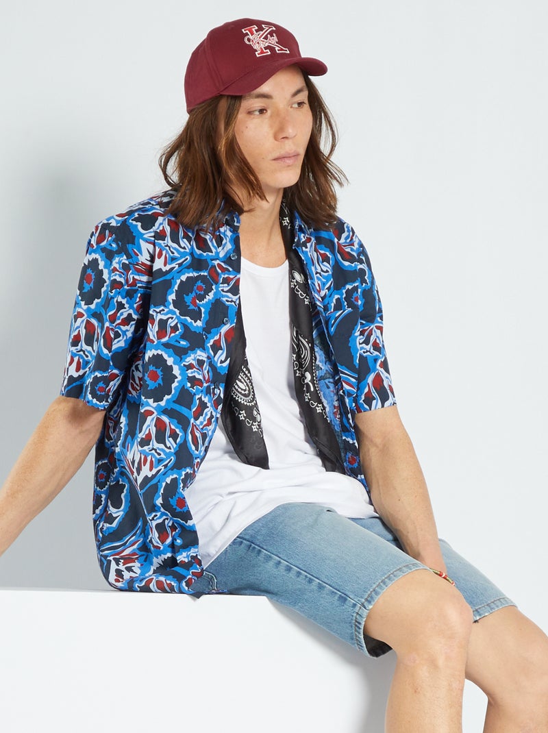 Camisa de popelina con estampado AZUL - Kiabi