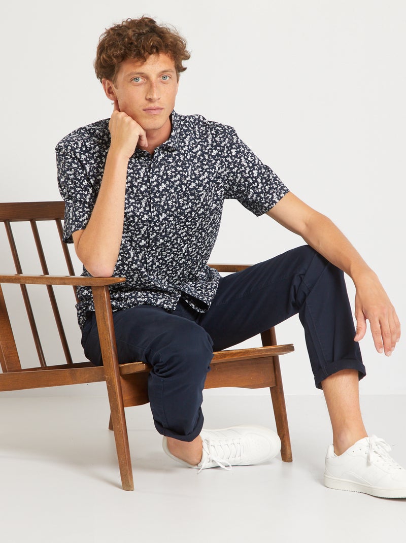 Camisa de popelina con estampado AZUL - Kiabi