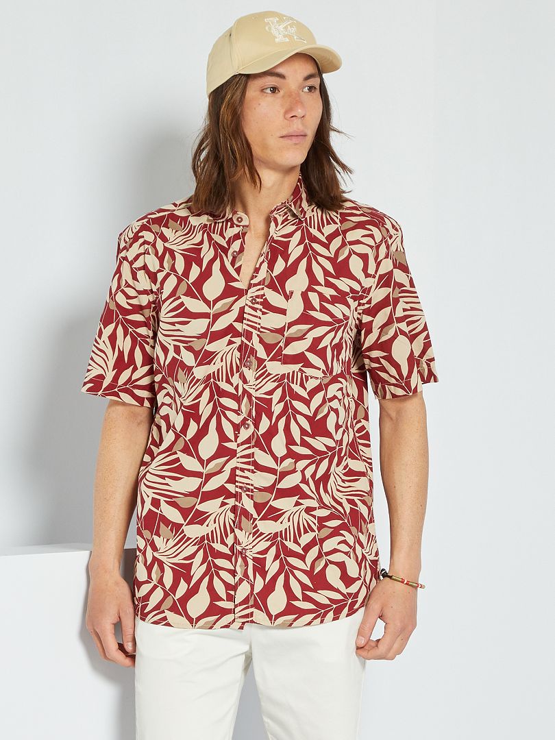 Camisa de popelina con estampado ROJO - Kiabi