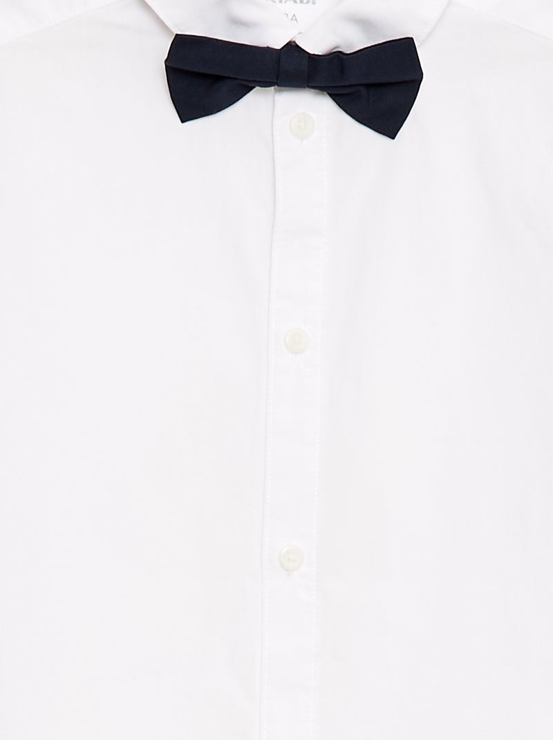 Camisa de popelina con pajarita Blanco - Kiabi